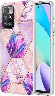 SEAHAI Funda para Xiaomi Redmi 10 / Redmi 10 2022, Diseño de Mármol Elegante, Delgada a Prueba de Golpes TPU de Goma Suave Carcasa de Silicona Colorida - Rosado Morado