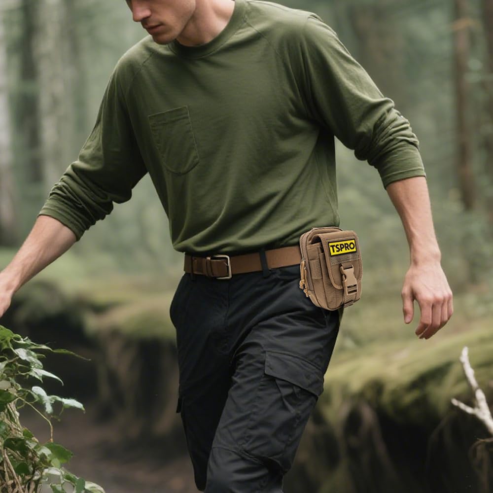 TSPRO Tactical Molle EDC Pouch Utility Tool Pouches Organizer Phone Holster Durable Belt Waist Bag Military Gear Gadget Pocket with Smartphone Pack - Image 3
