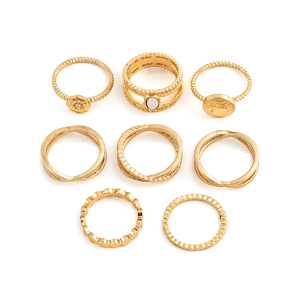 Shining Diva Fashion Latest Stylish Metal Boho Midi Finger Rings for Women and Girls - Set of 8 (rrsd14226r), Golden (B0B5LCYBD4) Amazon Price History, Amazon Price Tracker
