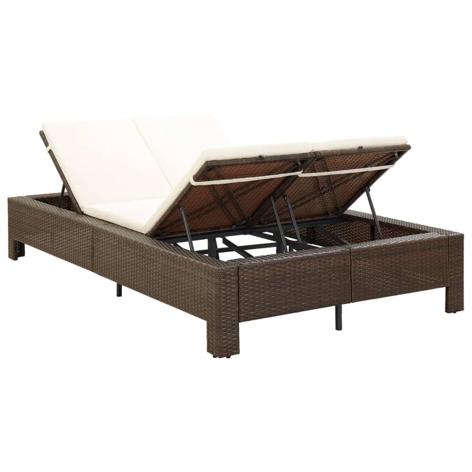 Garten Sonnenliege Für 2 Personen – Verstellbar, Mit Auflage – 220 X 130 Cm, Braun