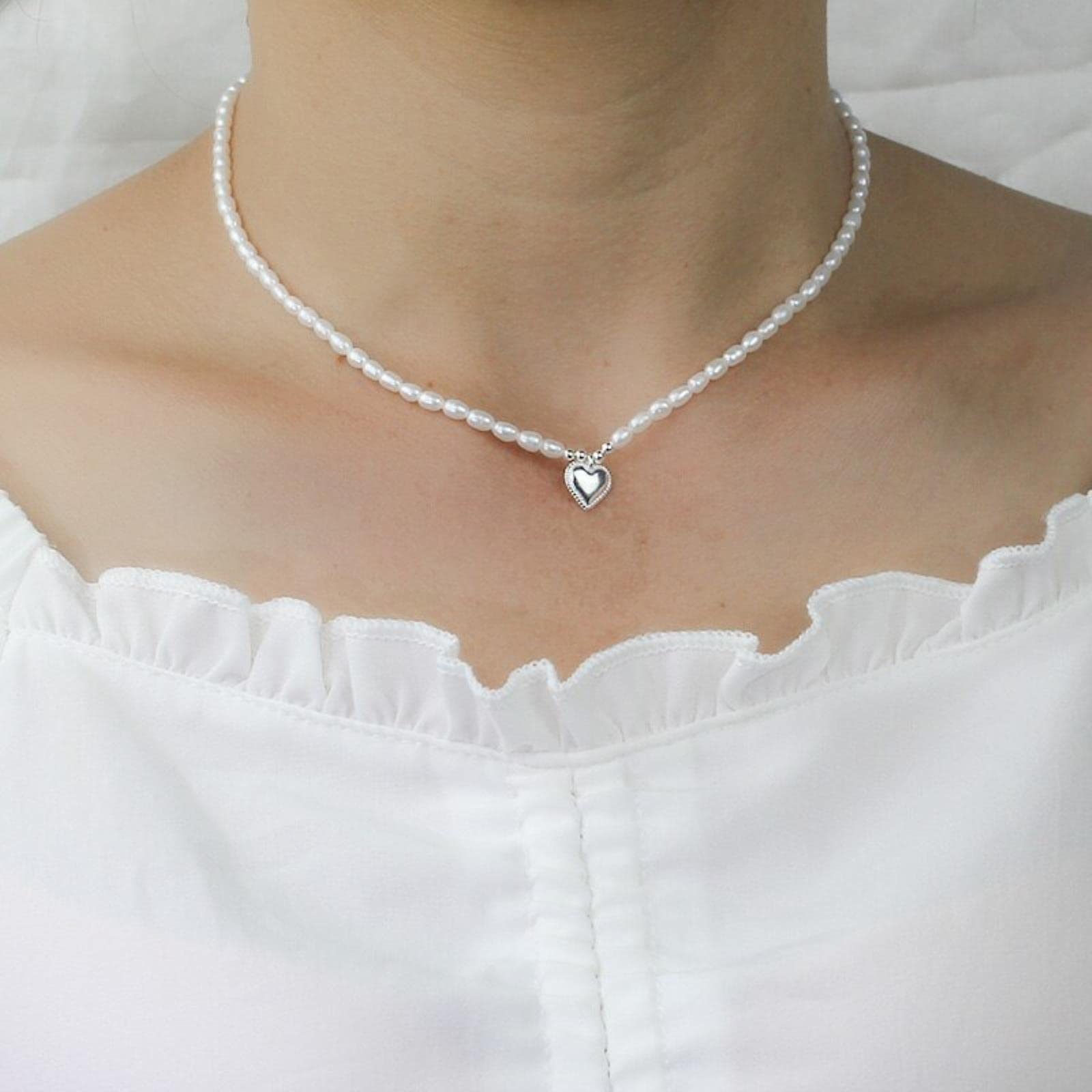 Collar con Colgante De Corazón Romántico De Plata De Ley 925 Auténtica para Mujer, Boda, Cumpleaños, Regalo De Joyería S925