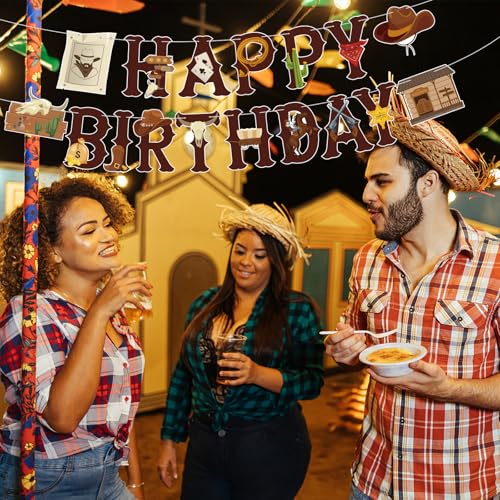 Image of Western Cowboy Birthday Banner Western Cowboy Theme Happy Birthday Decoration Boots Banner Boy Rodeo Party Ideal Decorations for Boys Kids First Party Supplies