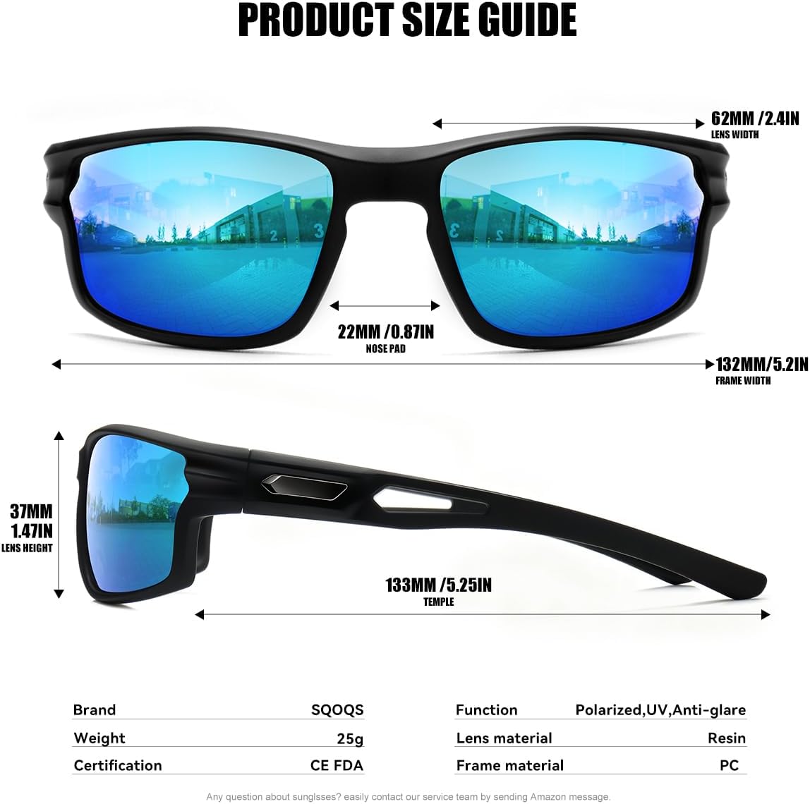 Polarized Sports Sunglasses for Men UV400 Protection, Lightweight Wrap Around Sun Glasses for Fishing Cycling Running - Image 5