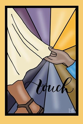 Touch Notebook: A 'stained-glass' window effect journal depicting 'Touch'. 120 lined pages with faint illustrations from the life and teachings of Christ. Suitable for all ages.