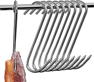 WEERSTONE Butcher Hooks, 12 Pieces, S Hooks, Stainless Steel Smoking Hooks, Hanging Hooks, 15 cm, Butcher Hooks, Kitchen Hooks, Meat Hooks, Fish Hooks, S-Shaped Hooks