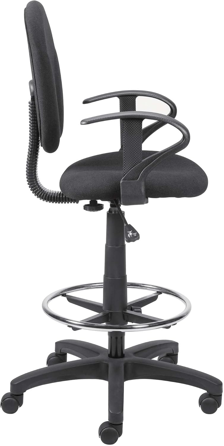 Staples Extended Height Stool with Arms, side view