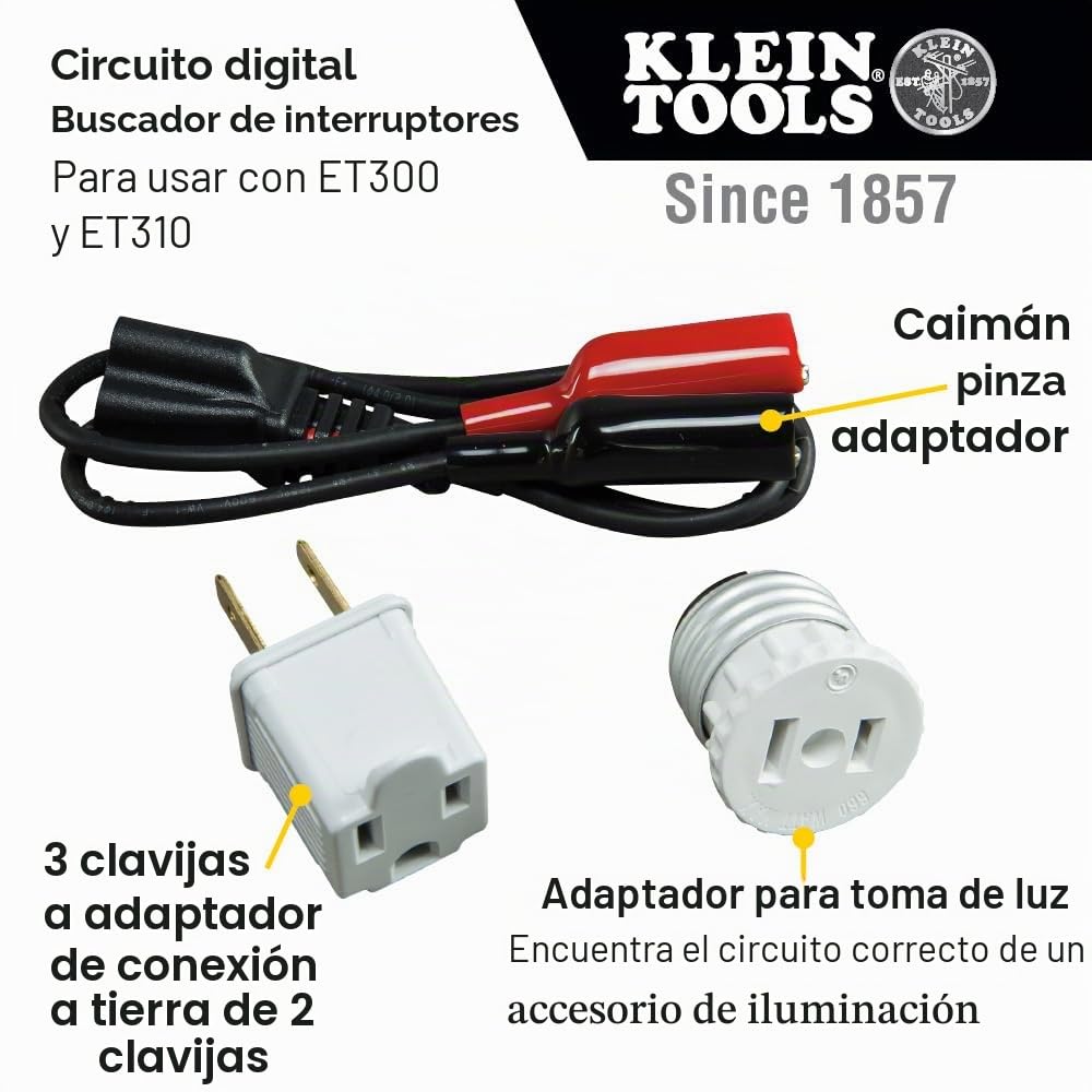 Klein Tools ET310KIT - Disyuntor de CA y kit de accesorios con probador eléctrico, probador de voltaje, probador de enchufe GFCI, cables, adaptadores y maletines