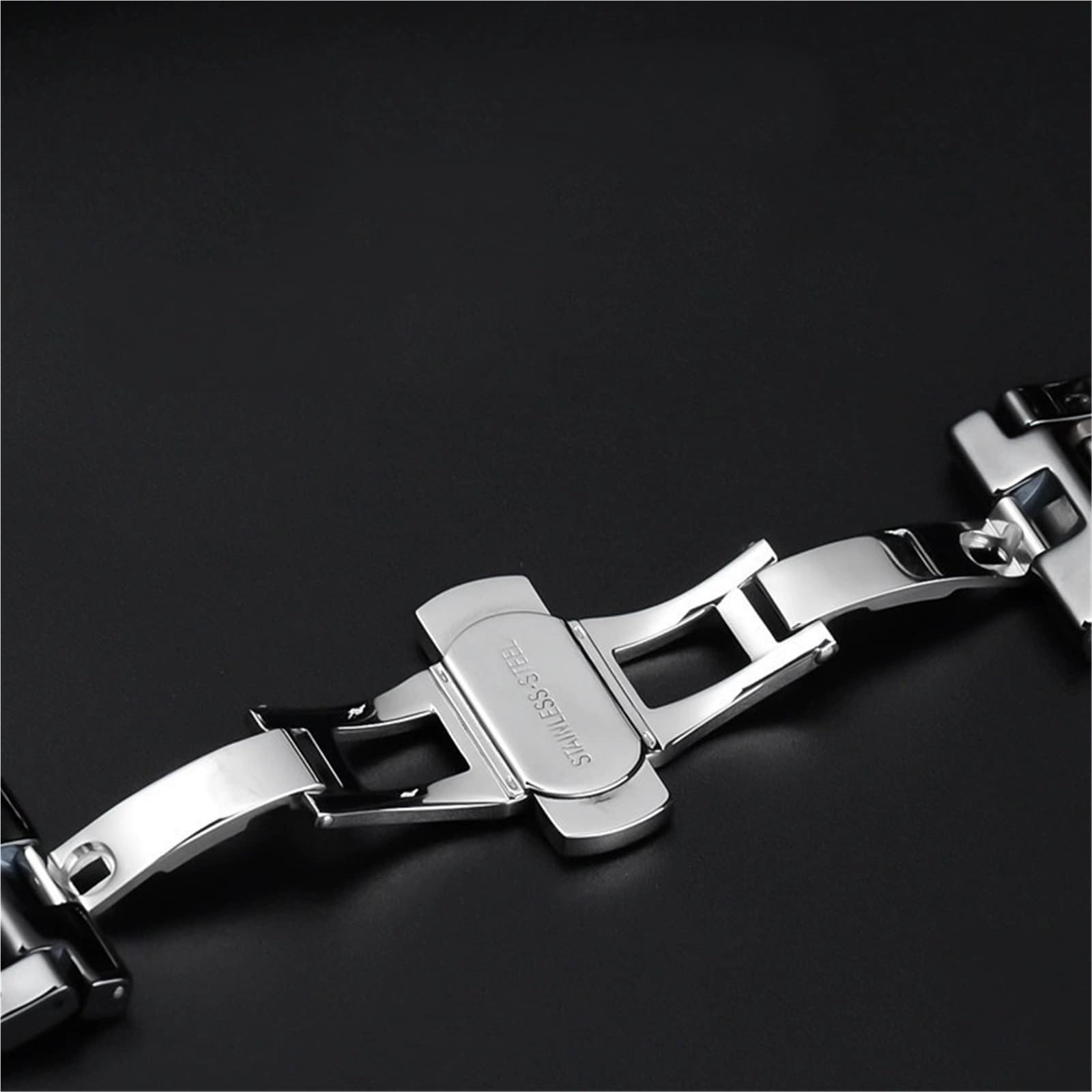 Sostituzione cinturino orologio in ceramica moda 20mm 22mm Design a sgancio rapido Chiusura pieghevole in acciaio inossidabile unisex