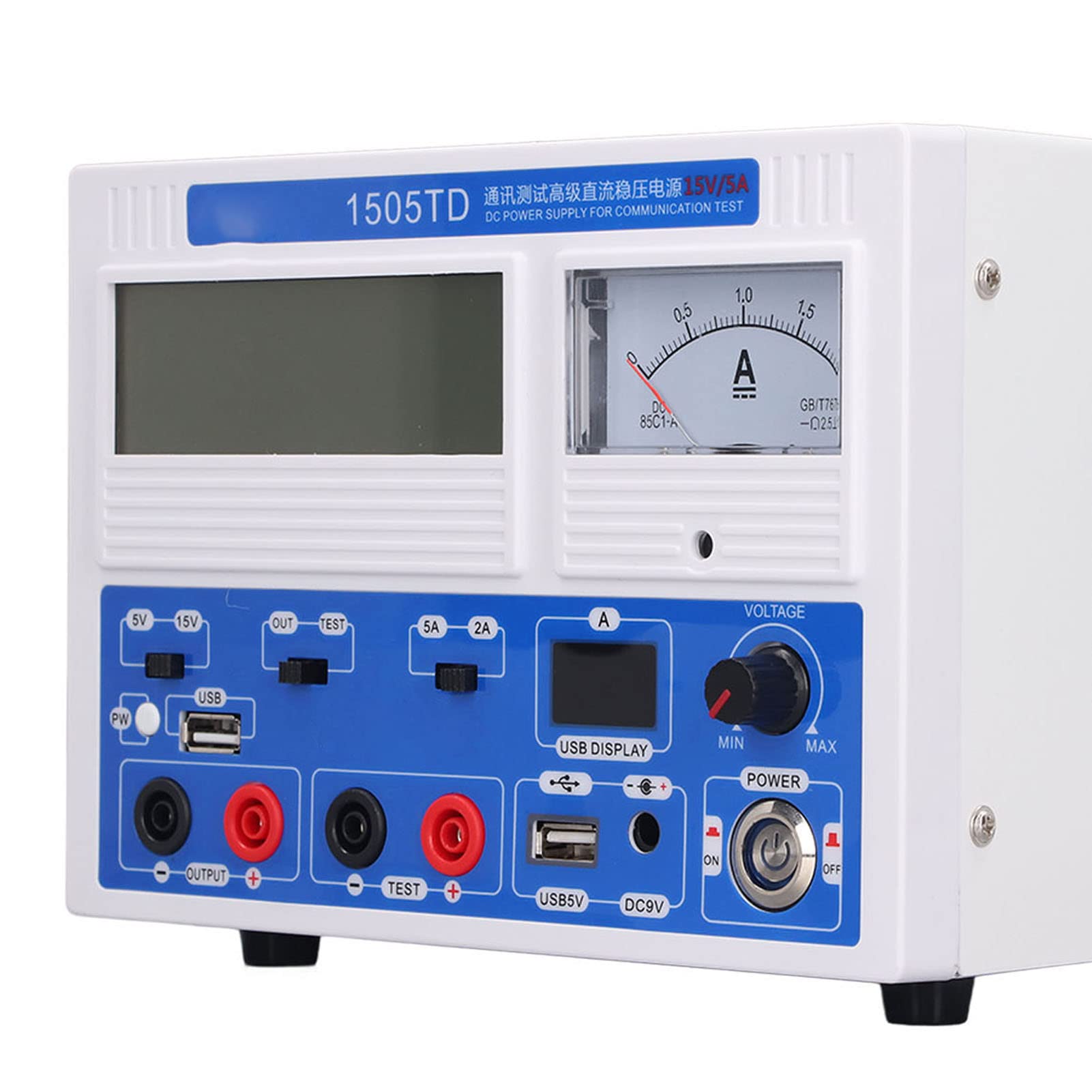 Hyuduo Zasilanie Prądem Stałym Regulowany Zasilacz Stołowy Wejście AC 220 V Wyświetlacz LCD Blokada 5 V Wyjście USB Zmienny Zasilacz Regulowany do Testów Laboratoryjnych Naprawy Elektroniki