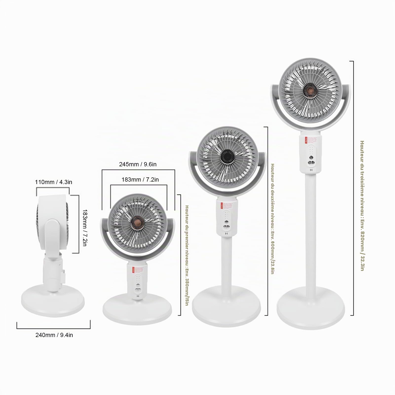 ZJchao Ventilateur Sur Pied R glable en Hauteur avec 5 Vitesses Silencieux Minuterie 8 h Oscillation Large et T l commande Id al pour Chambre Bureau et Salon