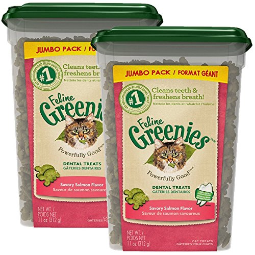Greenies 2 Pack of Feline Dental Cat Treats, Salmon, 11 Ounces Per Pack