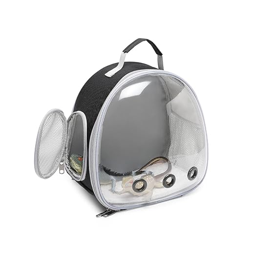 Small Animal Carrier Backpack Space Capsule Bubble Window Carrier Backpack for Lizard Guinea Pig (Black)