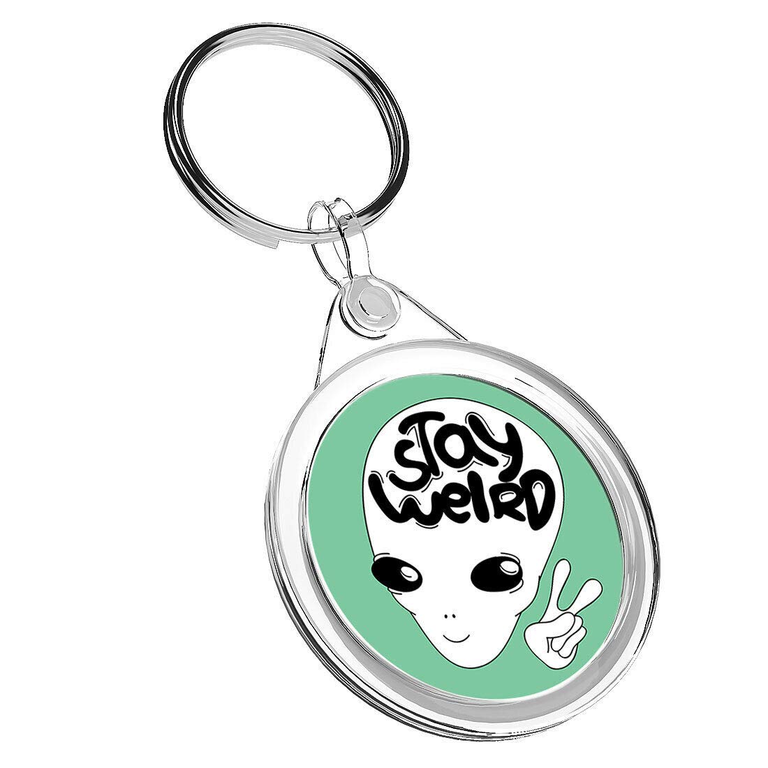 Destination Vinyl Keyrings Unisex Kids Multi 1 X Stay Weird Funky Alien Ufo - Keyring Ir02 Mum Dad Kids Birthday #14724