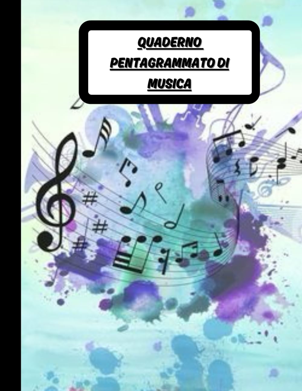 Cahier de musique A4 avec 100 pages numérotées et 12 portées par page