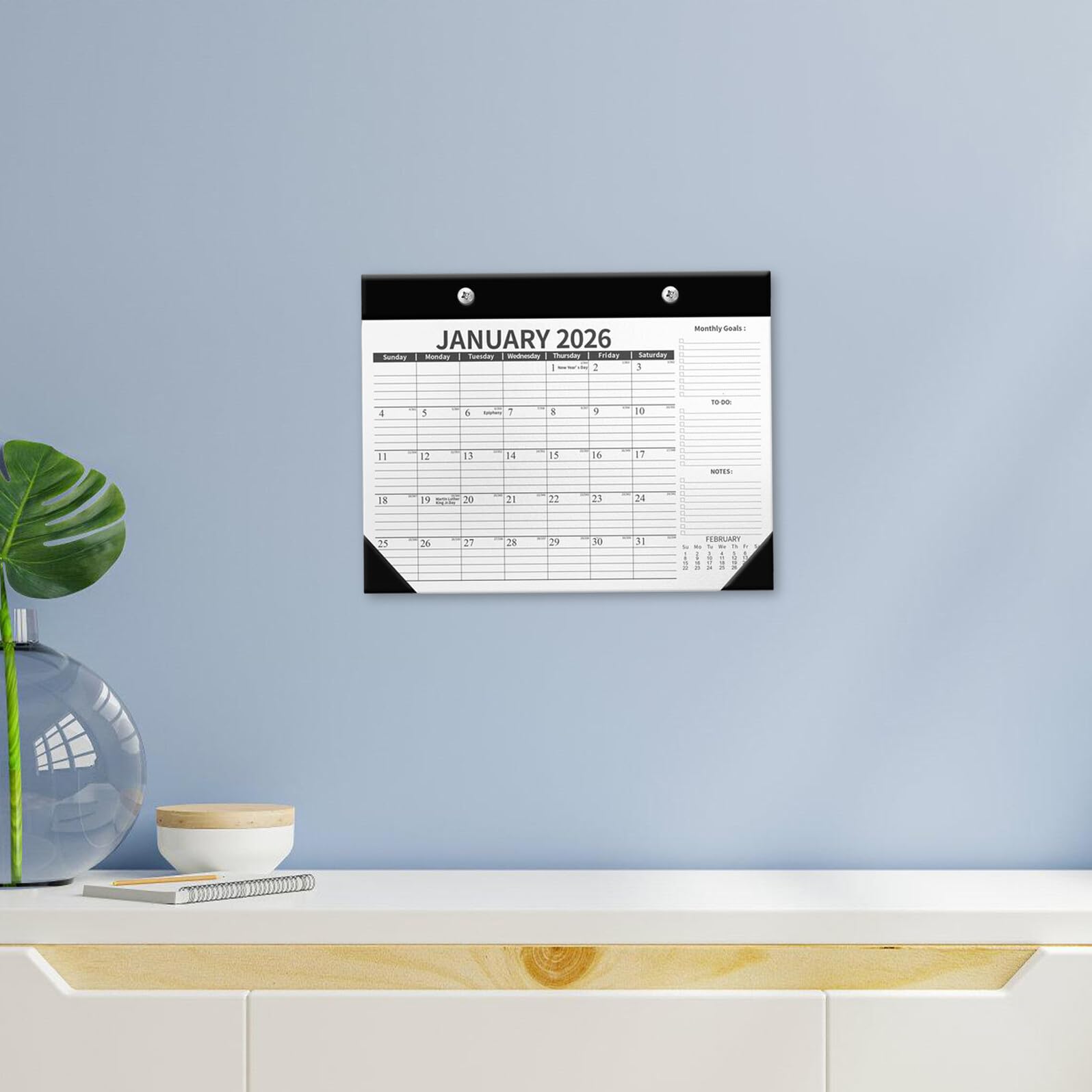 2 pezzi Calendario da Scrivania Planner Mensile in Carta Spessa per Ufficio e Scuola Design Elegante Superficie Liscia per Note Facile Organizzazione Appuntamenti