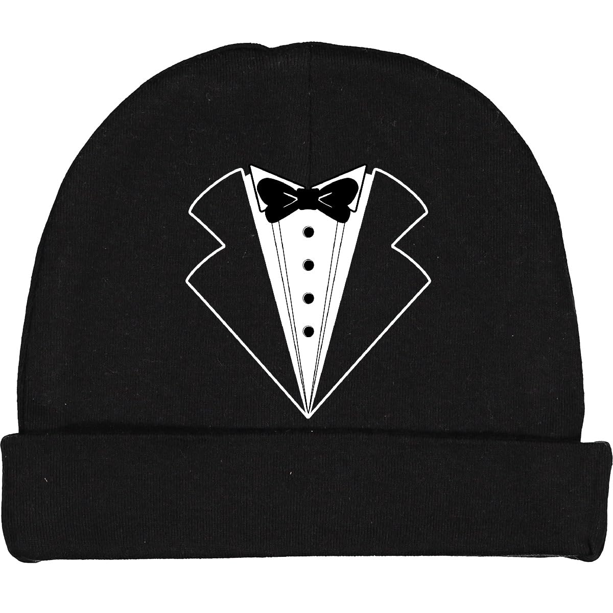 inktastic Tuxedo with Bow Tie Baby Beanie Hat Small Black 429d0