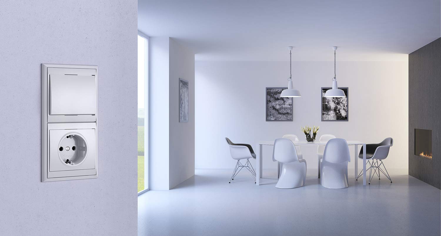 Kopp MALTA Universal-Dimmer-Schalter mit Drehknopf - Arktis-Weiß - Für 10-250W Glühlampen & 5-100W LED - Dimmbarer Lichtschalter mit Phasenan- & abschnitt - Druck-Wechselschalter mit Wellenadapter