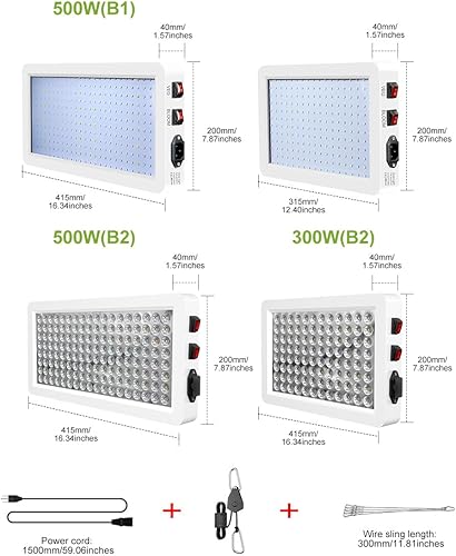 Miniatura 2 de 2 luces LED rojas y azules de 800 W para cultivo de plantas de espectro completo. Con modos vegetales y floración, regulable. Perfecto para plantar