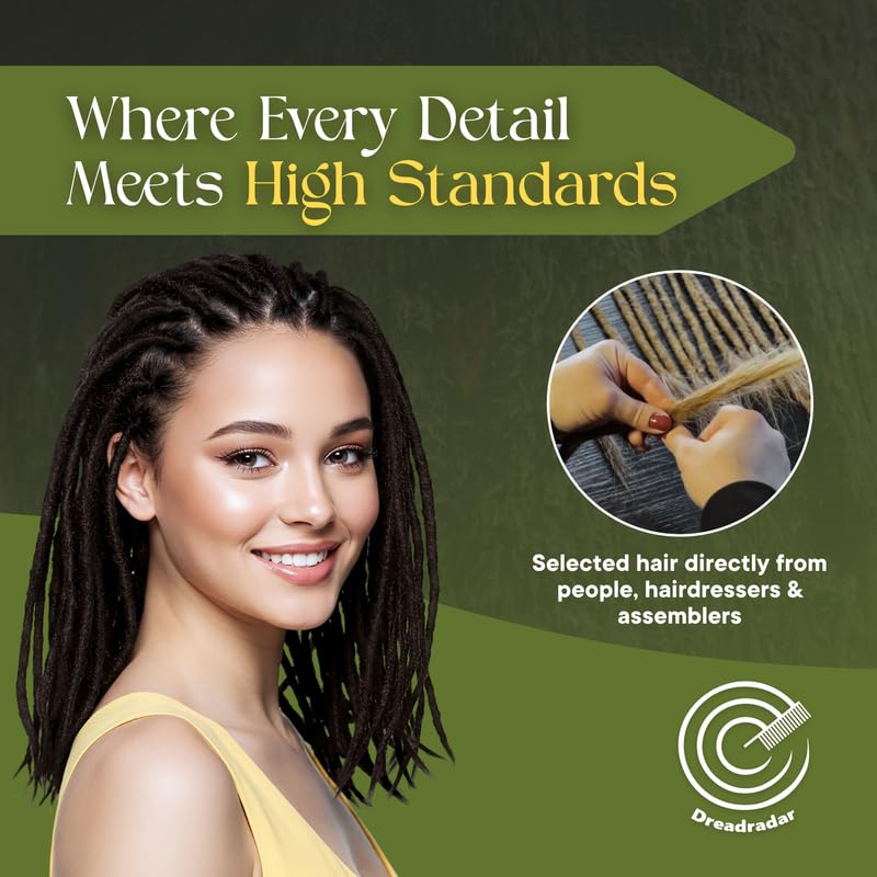 Human Hair Dreadlock Extensions – Handmade Crochet Locs Real Hair Dreads For Every Hairstyle, 10-Strand Bundle Dreads, Natural Looking Shades