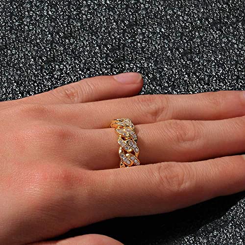 14K Gold 8mm Single Row Moissanite Cuban Ring, Classic Elegance Meets Modern Fashion, Men's Stylish Accessory4