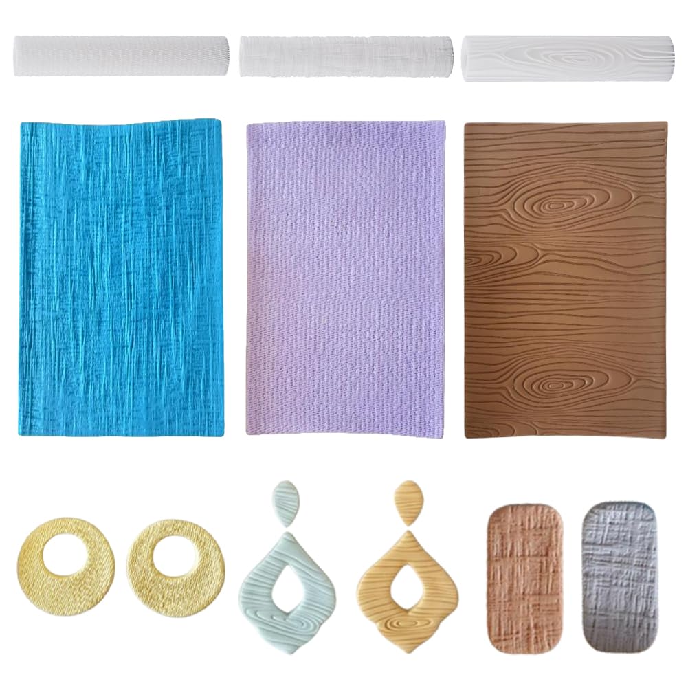 3 Stück Polymer Clay Struktur Roller Resin Prägung Töpferwerkzeug Ton Textur Roller Prägerollen Für Ton Modelliermasse Und Töpferstempel Ideal Für Schmuckherstellung