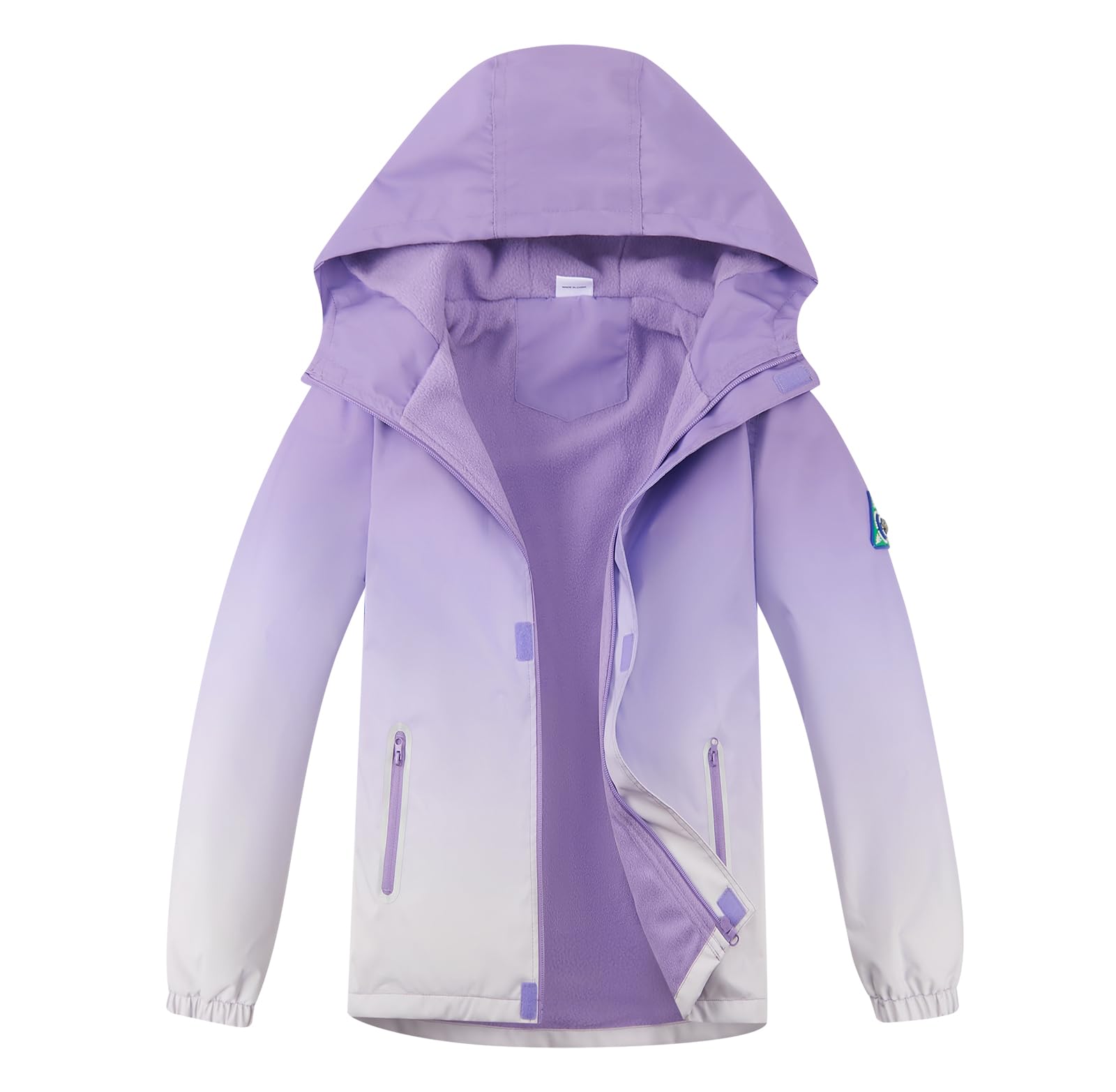 Veste coupe-vent à capuche pour garçons et filles, manteau de pluie doublé en polaire, manteaux de pluie pour enfants, 4-13 ans