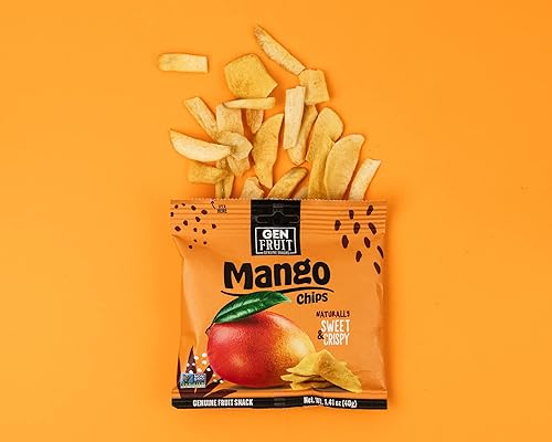 Miniatura 4 de GenFruit Chips de mango  Bocadillo de frutas secas cocidas al vacío, naturalmente dulce y crujiente, vegano, sin gluten, sin azúcar añadido, sin