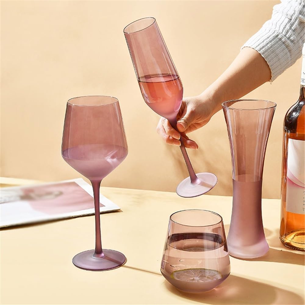 Flûtes à champagne Lot de 6 flûtes à champagne violettes semi-givrées, capacité de 10,15 oz, for la Saint-Valentin et Noël Verres à champagne