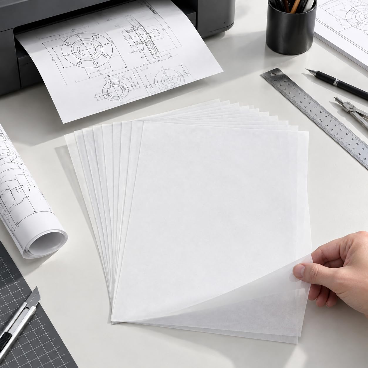 Papier Calque Semi-Transparent, 【53g】10 feuilles