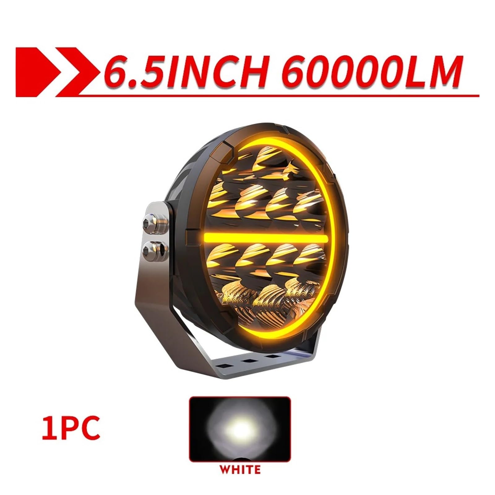 Faro Delantero Coche Luces LED Todoterreno 6,5 Pulgadas, Blancas Y Ámbar, DRL, Focos, Auxiliares, Cubos Luz Para 4x4 Faro Principal(1PC 6.5inch Light)