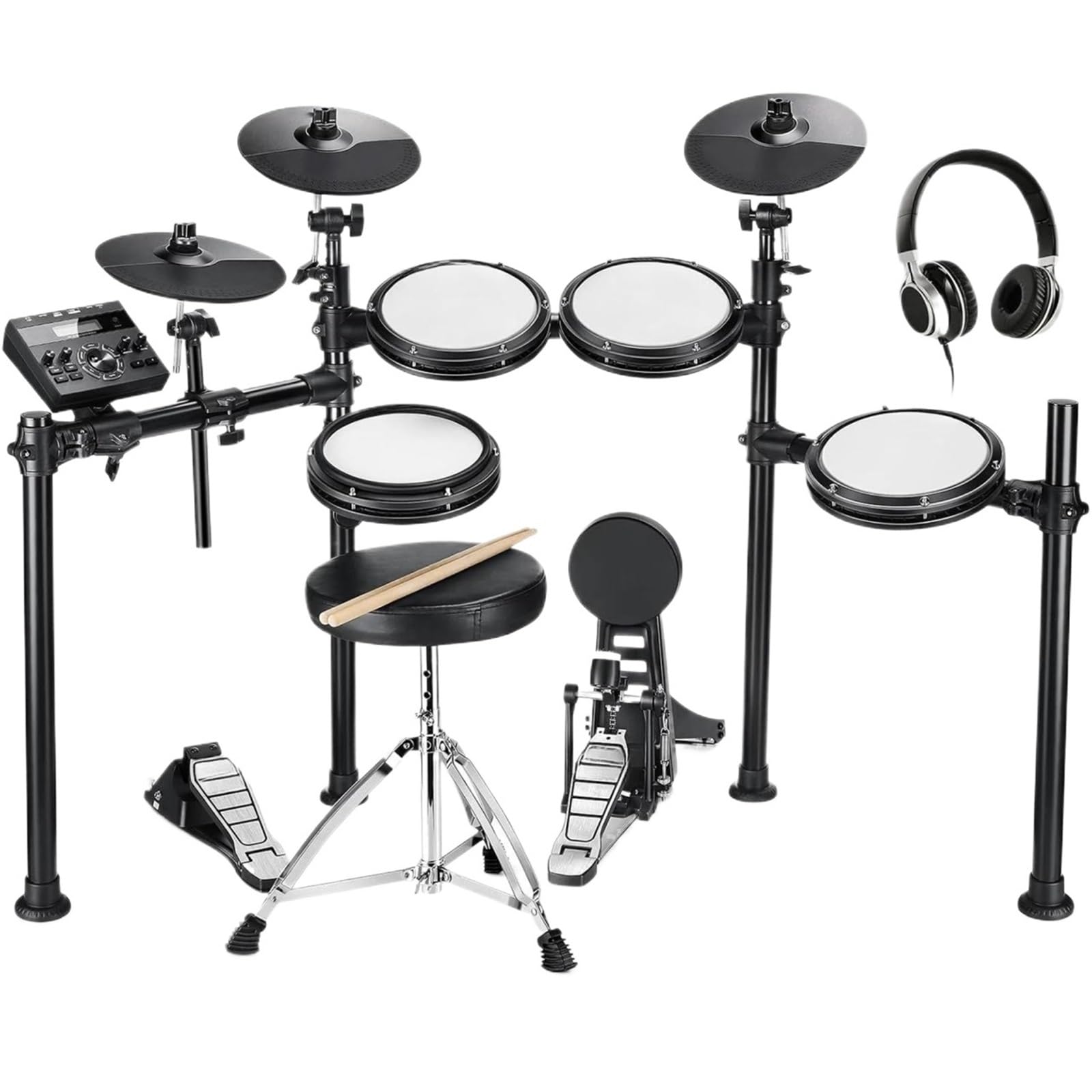 Con Pelli Mesh Standard Del Settore 10''Snare 10''Tom3 12'' Crash 450 Suoni Autentici Per Prestazioni Ottimali Principianti batteria elettronica(Black)
