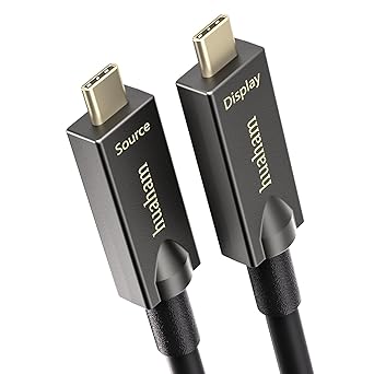 huaham Full Featured USB C to C Fibre Optic Cable 15 m/50 Feet, 10 Gbps & PD 60 W Charging USB 3.1 Type C Cable, Support 2-Lane DP1.4 and 4K @ 30Hz Video Output for Webcam, Video Conferencing, VR, TV,