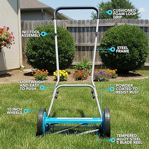 Image of American Lawn Mower 2205-14 14-Inch 5-Blade Reel Lawn Mower, U-Handle