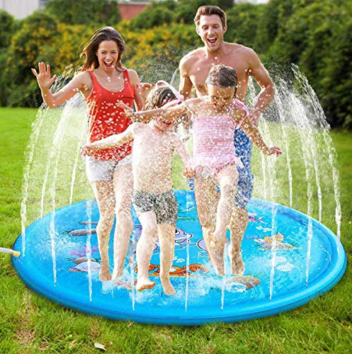 Splash Pad Toddlers Sprinkler for Kids,67'' Splash Play Mat,Water Toys and Outdoor Swimming Pool for Boys Girls,Kids Wading Learning,Summer Garden Backyard Game Activities for Children Aged 1-12 Blue