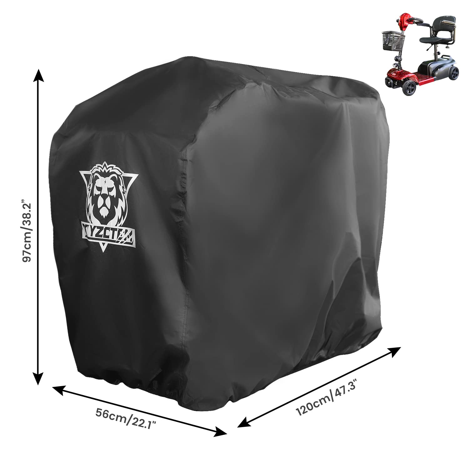 XYZCTEM Funda Impermeable 600D para Scooter, Color Negro, con Movilidad asistida (48 Pulgadas de Longitud)