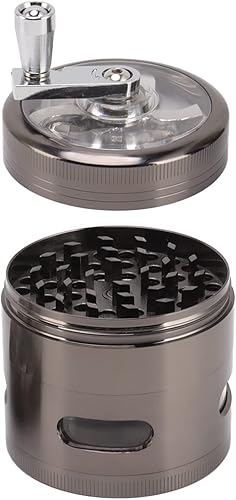 Miniatura 7 de Molinillo de especias de manivela con asa, molinillo de condimentos de aleación de zinc con cubierta superior transparente, molinillo manual grande