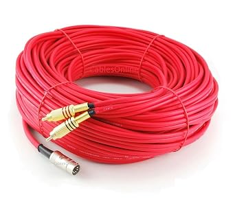 CablesOnline 150ft Din-5 Male to 2RCA Male Professional Premium Red Audio Cable with Gold-Plated Connectors for Bang & Olufsen, Naim, Quad...Stereo Systems BO-2150R