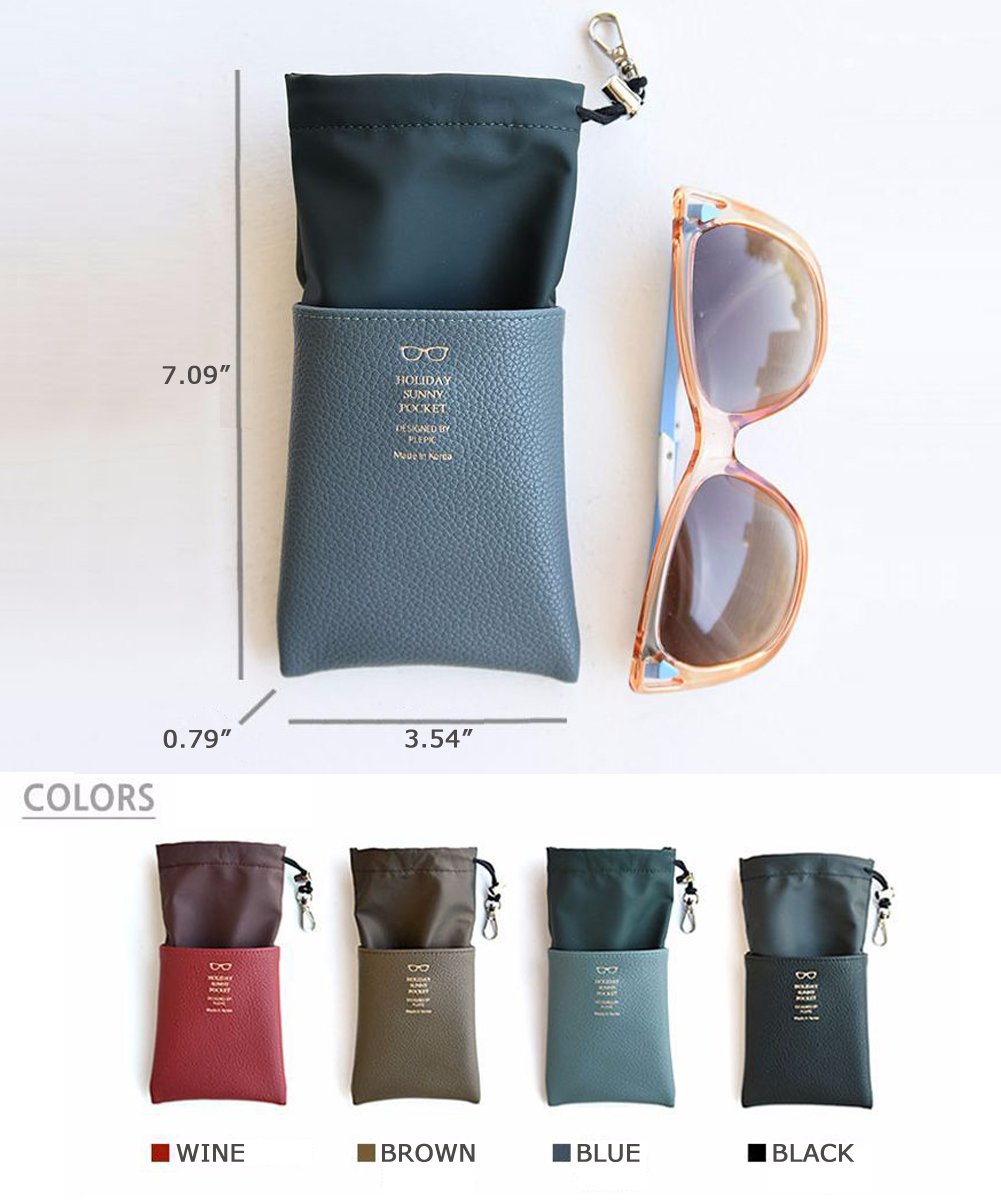 Eyeglasses Case Sunglasses Pouch Case With Metal Clips (Wine)