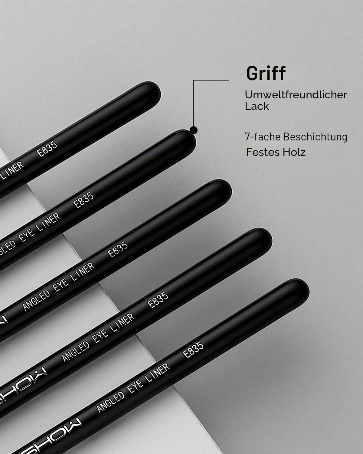 EIGSHOW Eyeliner-Pinsel, fein abgewinkelt, Profi-Präzisions-Pinsel, ultradünn, abgeschrägt, flacher Winkel, Premium-Qualität, zum Auftragen von Gelpuder, flüssiger Creme(E835)