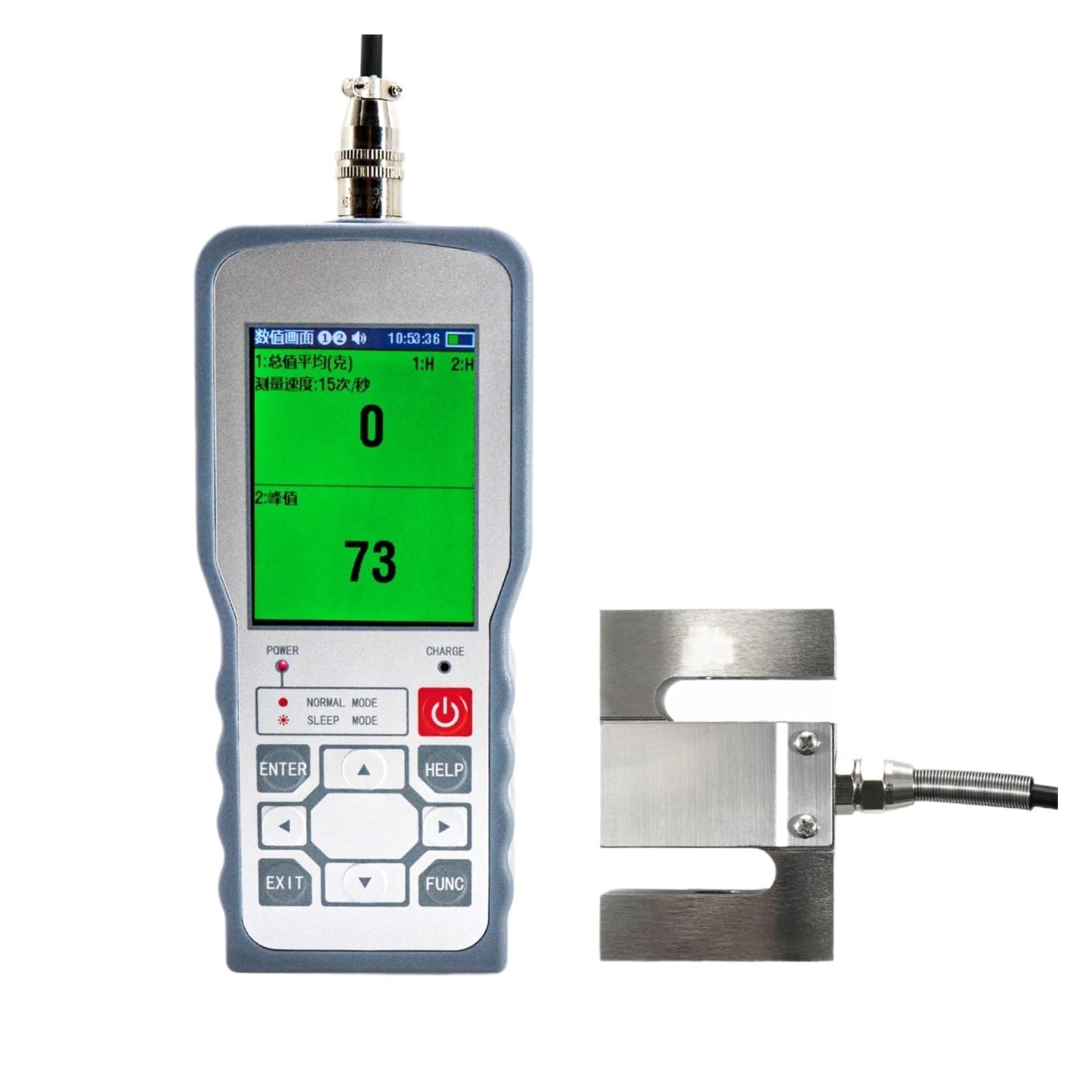 Digitaler Kraftmessgerät-Sensor, Kraftdruck, mehrere Modi, mit S-Typ-Wägezellensensor und 2 Ringen(HB9 with 2000KG CELL)