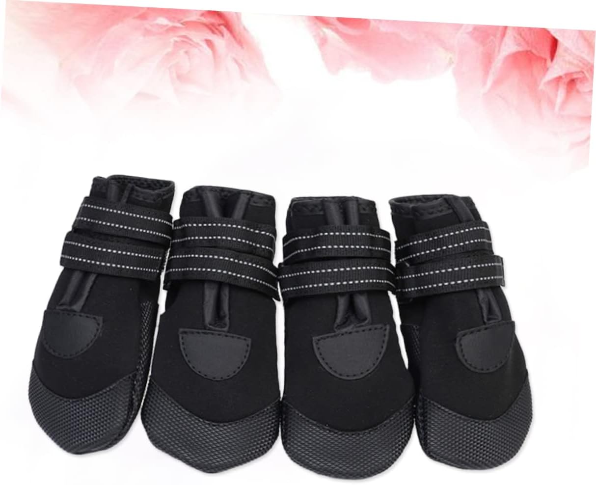 12pcs Non- Dog Boots for Small Dogs Reflective Warm Comfortable Pet Shoes for Walking Black