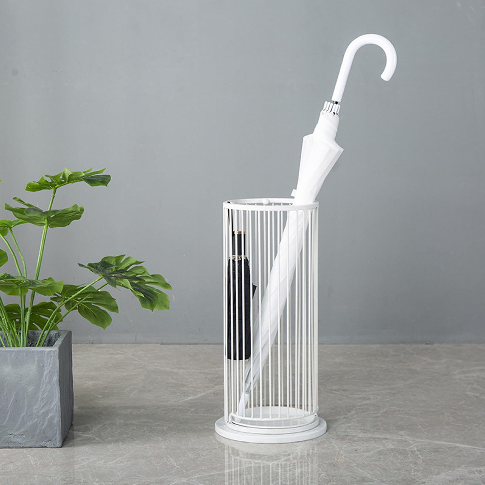 Porte-Parapluie Design en Métal Blanc Élégant et Autoportant