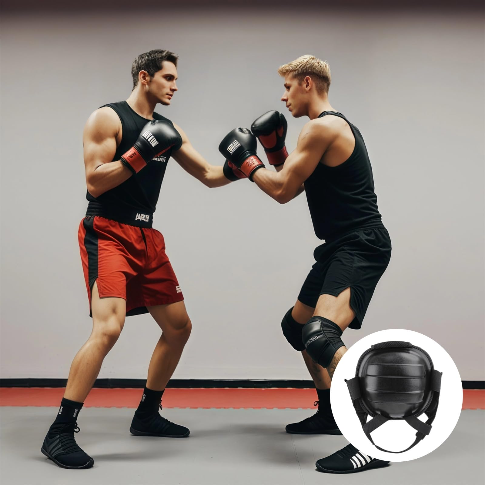 Set di 2 protezioni per la testa regolabili per wrestling, per allenamento MMA, per adulti, con imbottitura in schiuma EVA, fasce elastiche e rete traspirante, per boxe, sparring e arti marziali