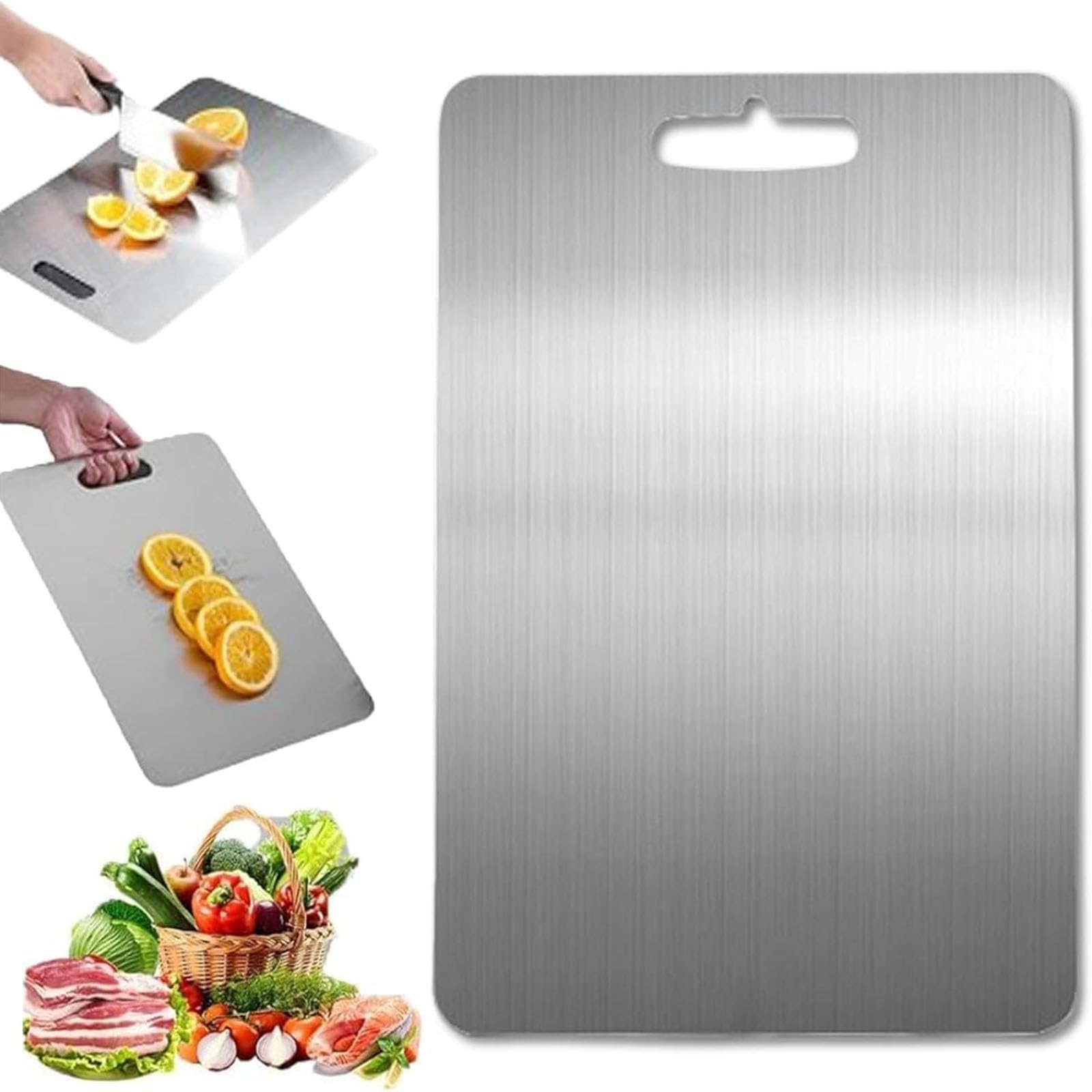 Yamato Cutting Board, Yamato Titanium Cutting Board, Yamato Pure Titanium Cutting Board For Kitchen, Stainless Steel Cutting Board， Double Sided Food Grade Cutting Board (Ti,11.4 * 7.9in)