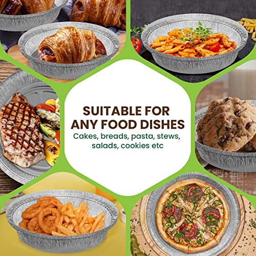 Wiselady 6'' Inch Round Tin Foil Cake Pans Disposable Aluminum, Freezer & Oven Safe - For Baking, Cooking, Storage, Roasting, Reheating (10,8 Inch Round) #TOP6