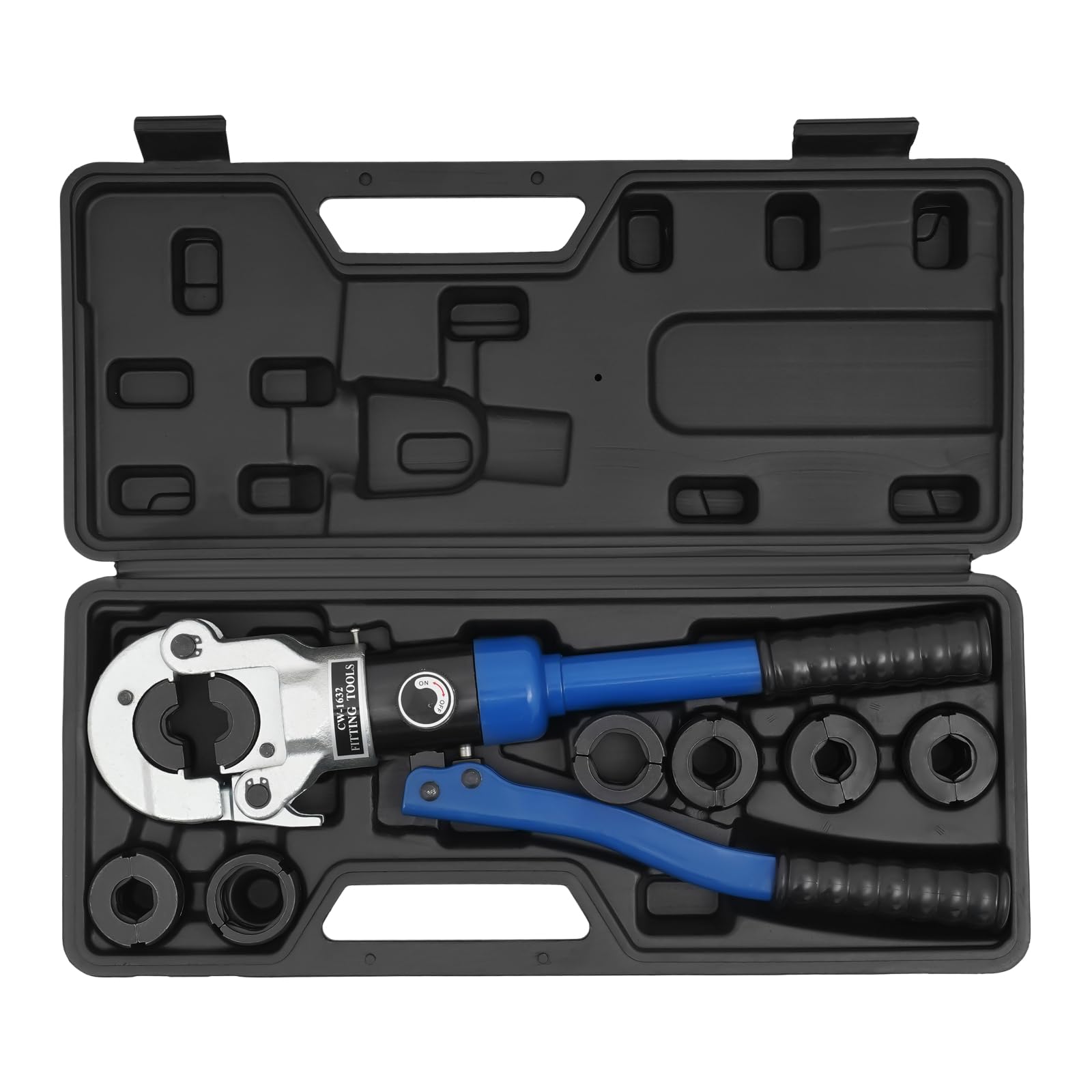 Pince à Sertir Professionnelle Tuyaux avec 7 V-Mâchoires, V Pince à Sertir Hydraulique avec Tête Rotative à 180°,Pression de Travail Max. 80 kN, V12/14/15/16/18/22/28, pour Tuyaux en Cuivre