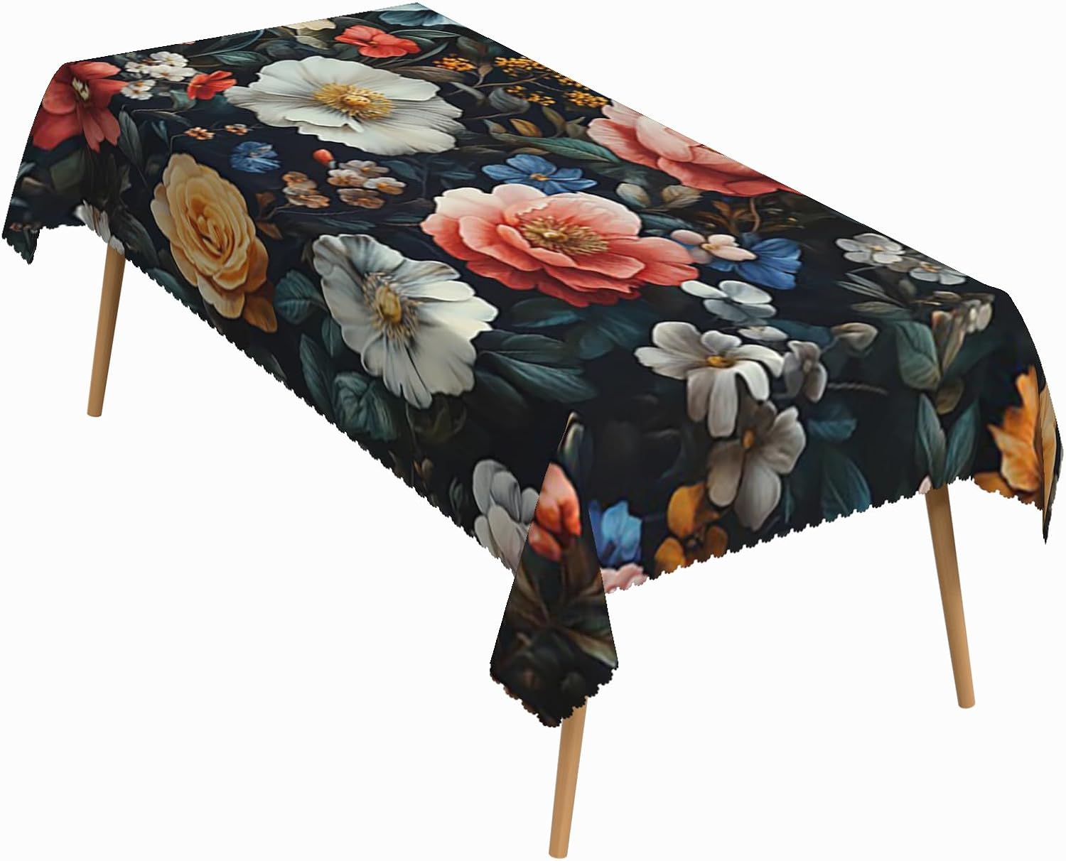 70x140 Inch Vintage Rectangular Tablecloth Colorful Peony Flower Oil Painting Table Cloth Washable Durable Table Cover for Dining Banquet Cafe Florist Garden Picnic Party Decor