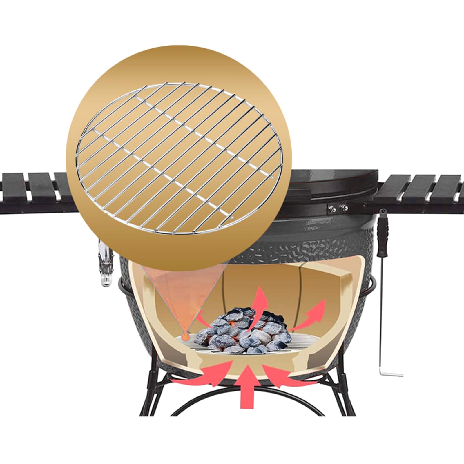 PANGBOER Runder Holzkohlerost aus Edelstahl, Grillrost, Ersatz für Outdoor Grill und Campinggrills Teilweise runder Holzkohlerost