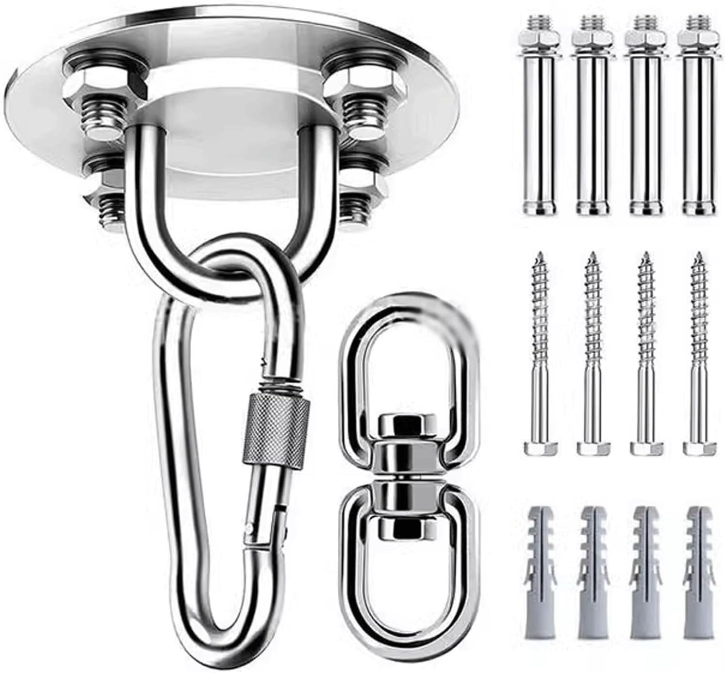 VGGBNG Hammock Hooks?Swing Hooks Heavy Duty? Swing Hook Swing Hardware Kit Hanging Accessory Comes with 2 Types of Hooks Swing Hangers Screws Bolts for Yoga Swing Hammock, Silver