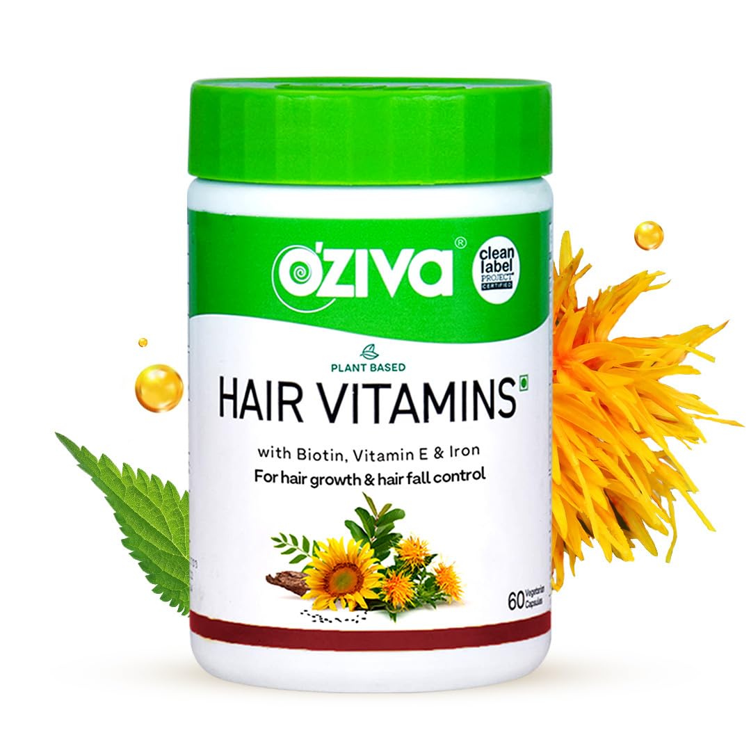 OZiva Hair Vitamins Capsules Hair Supplements Certified Clean & Vegan